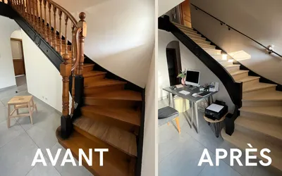 Avant / Après : rénovation d’un escalier avec un revêtement adhésif bois clair